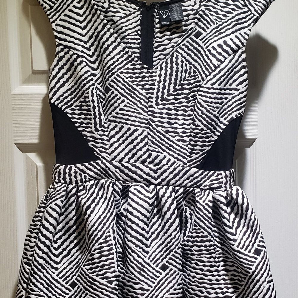 Black and With Dress with black mesh sides